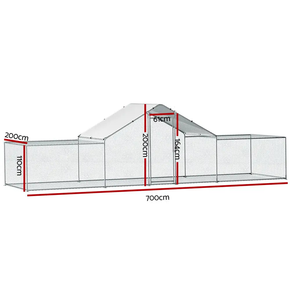 i.Pet Chicken Coop Cage Run Rabbit Hutch Large Walk In Hen House Cover 7mx2mx2m - Pet Care > Coops & Hutches