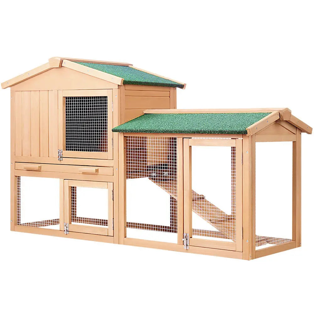 i.Pet Chicken Coop Rabbit Hutch 138cm x 44cm x 85cm Large House Run Cage Wooden Outdoor - Pet Care > Coops & Hutches >