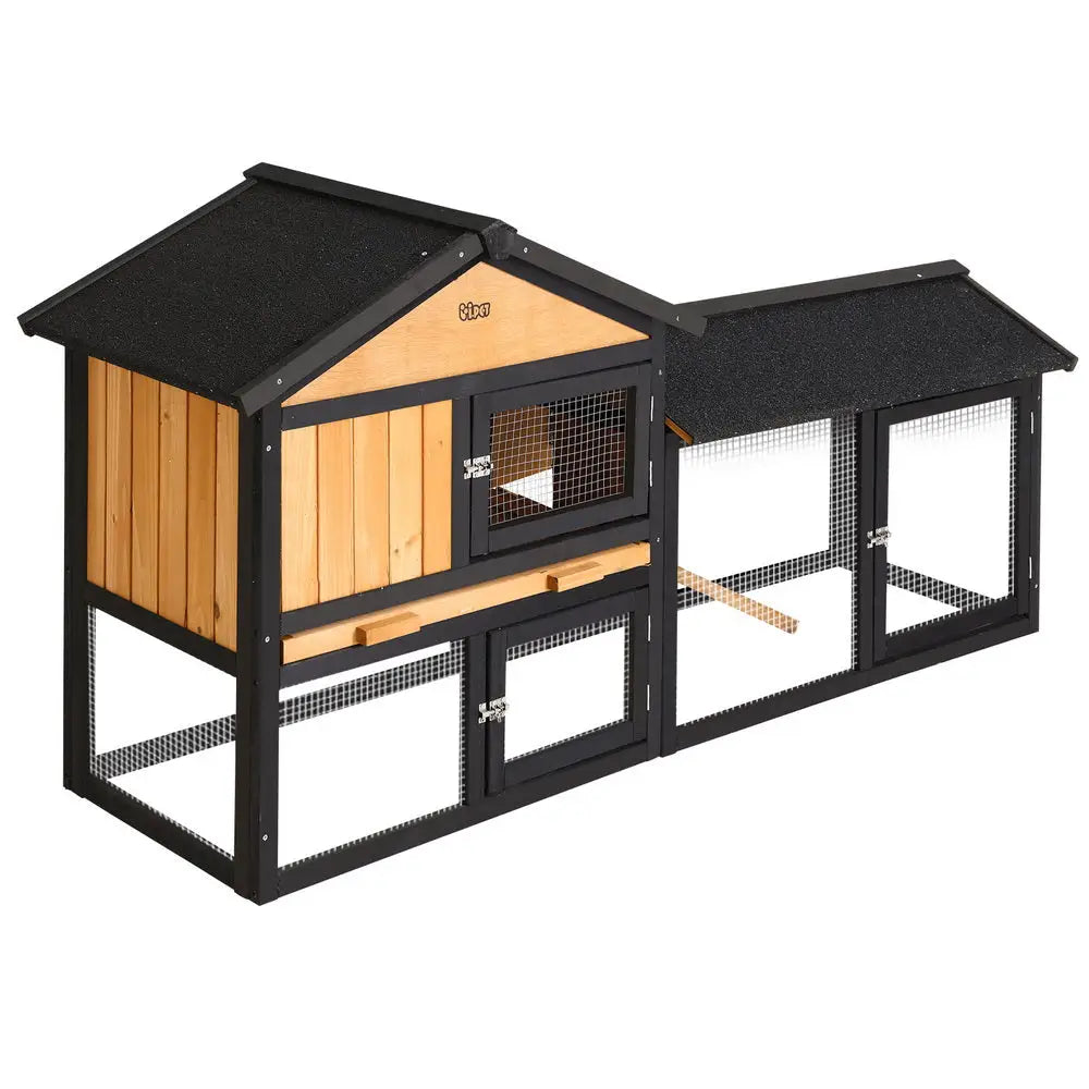 i.Pet Chicken Coop Rabbit Hutch 165cm x 43cm x 86cm Extra Large Run House Cage Wooden Outdoor - Pet Care > Coops &