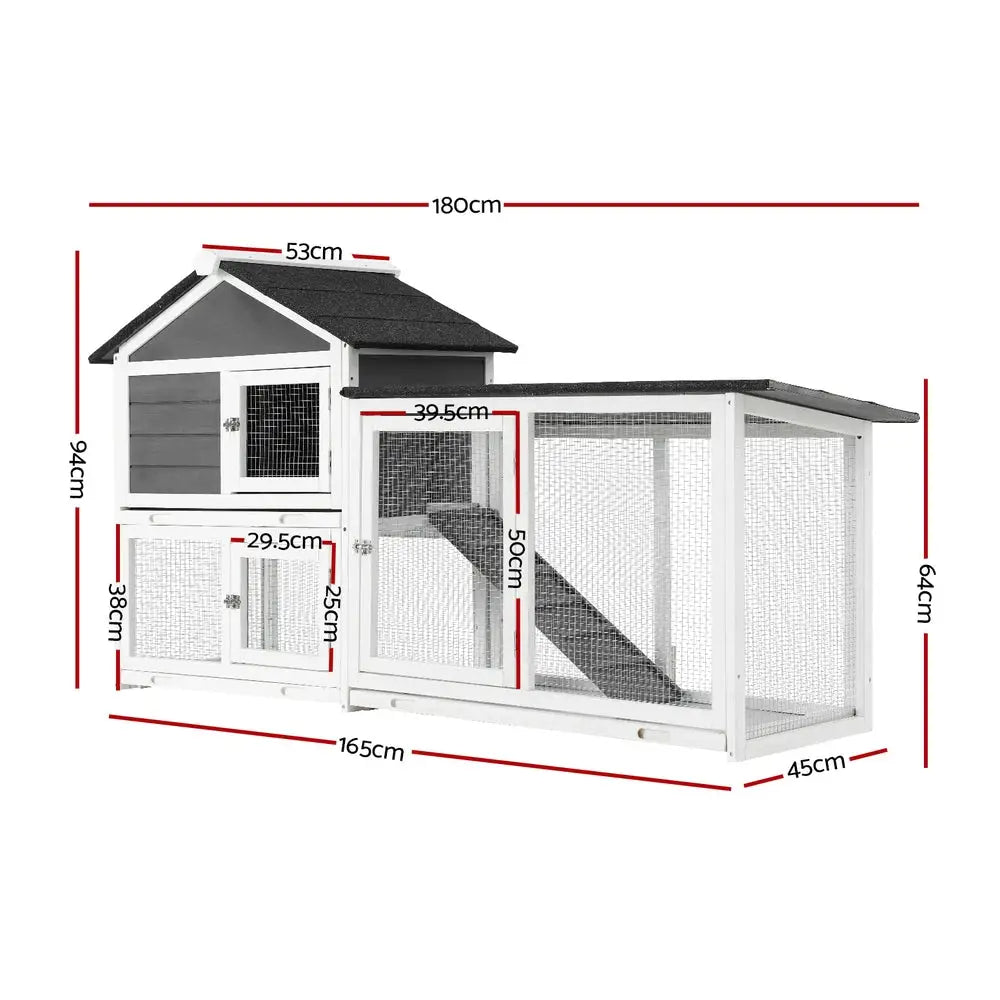 i.Pet Chicken Coop Rabbit Hutch Extra Large Wooden Run Cage House With Run Cage - Pet Care > Coops & Hutches > Small