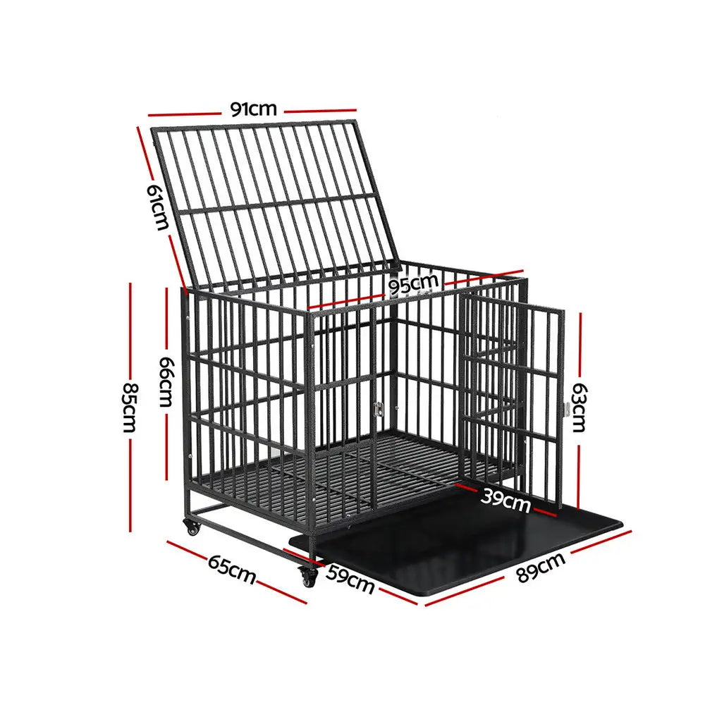 i.Pet Dog Cage Crate Large Puppy Cat Anti-Bite Pet Kennel Wheels w/Tray Metal - Pet Care > Coops & Hutches > Small