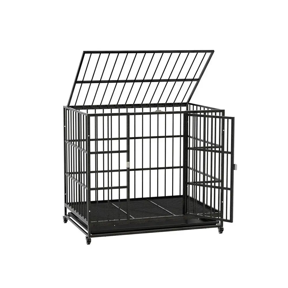 i.Pet Dog Cage Crate Large Puppy Cat Anti-Bite Pet Kennel Wheels w/Tray Metal - Pet Care > Coops & Hutches > Small