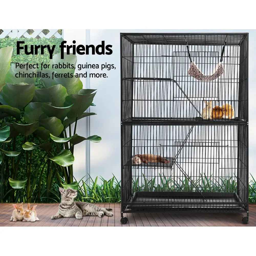 i.Pet Rabbit Cage 142cm Hutch 4 Level Bird Guinea Pig Ferret - Pet Care > Coops & Hutches > Small Animal Habitats &