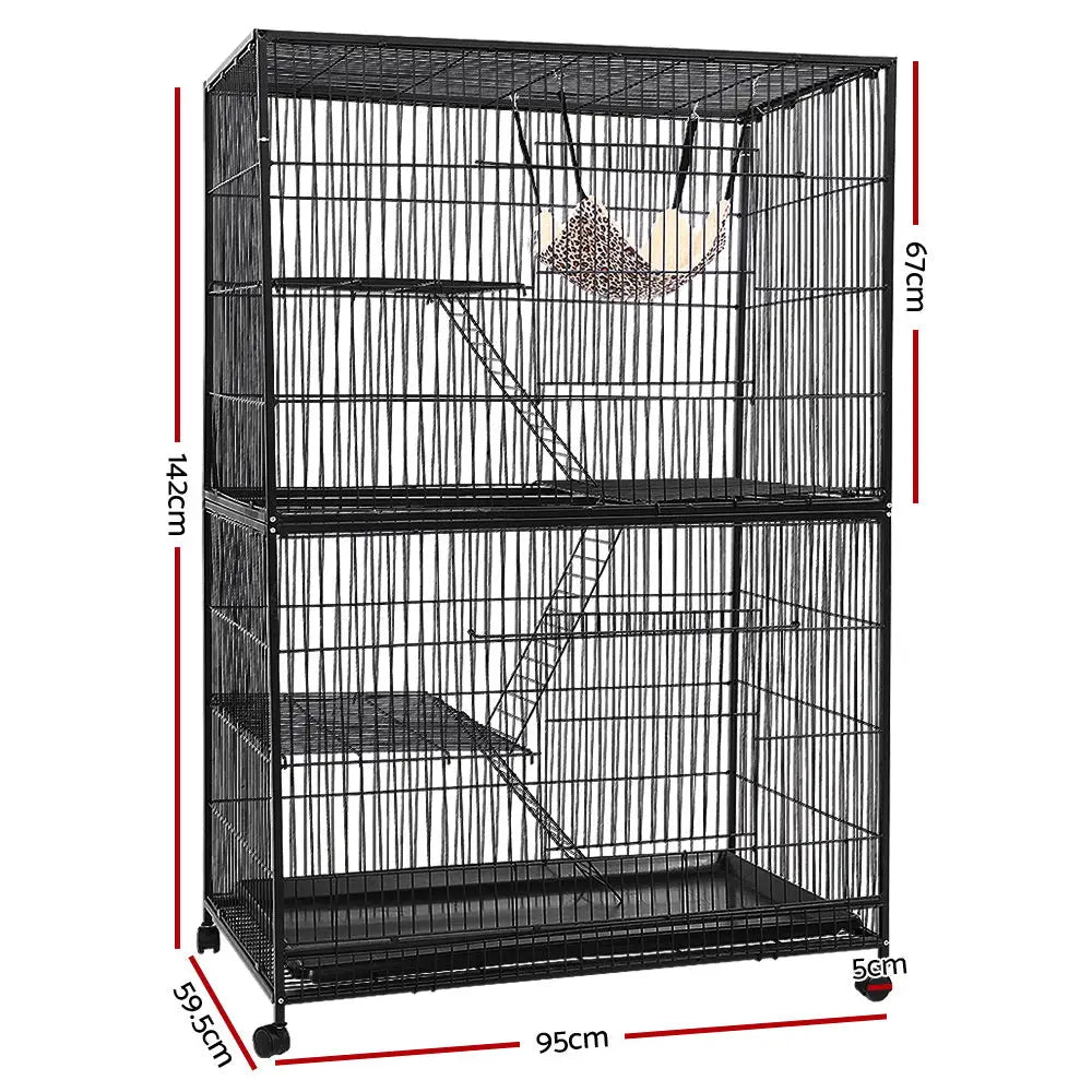 i.Pet Rabbit Cage 142cm Hutch 4 Level Bird Guinea Pig Ferret - Pet Care > Coops & Hutches > Small Animal Habitats &