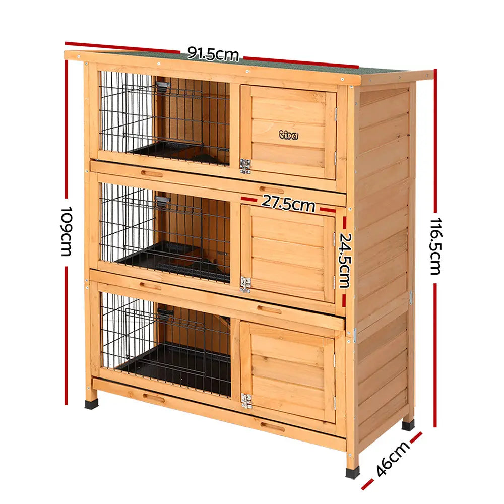i.Pet Rabbit Hutch 91.5cm x 46cm x 116.5cm Chicken Coop Large House Cage Run Wooden Bunny Outdoor - Pet Care > Coops &