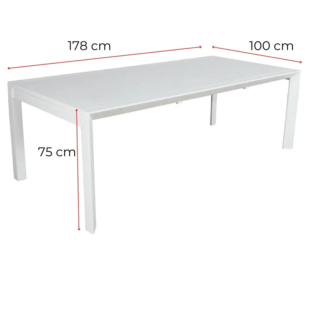 Iberia 178cm Aluminium Outdoor Dining Table White - Furniture > Outdoor