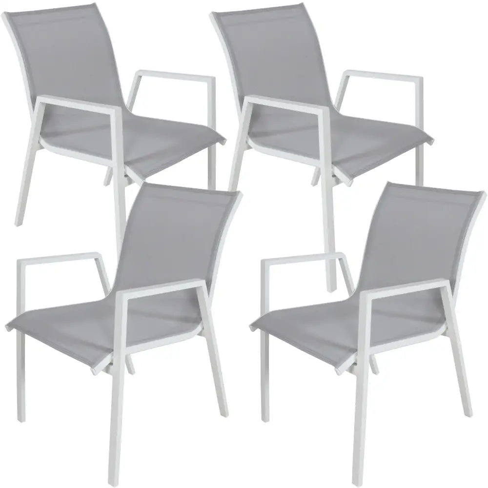 Iberia 4pc Set Aluminium Outdoor Dining Table Chair White - Furniture > Outdoor