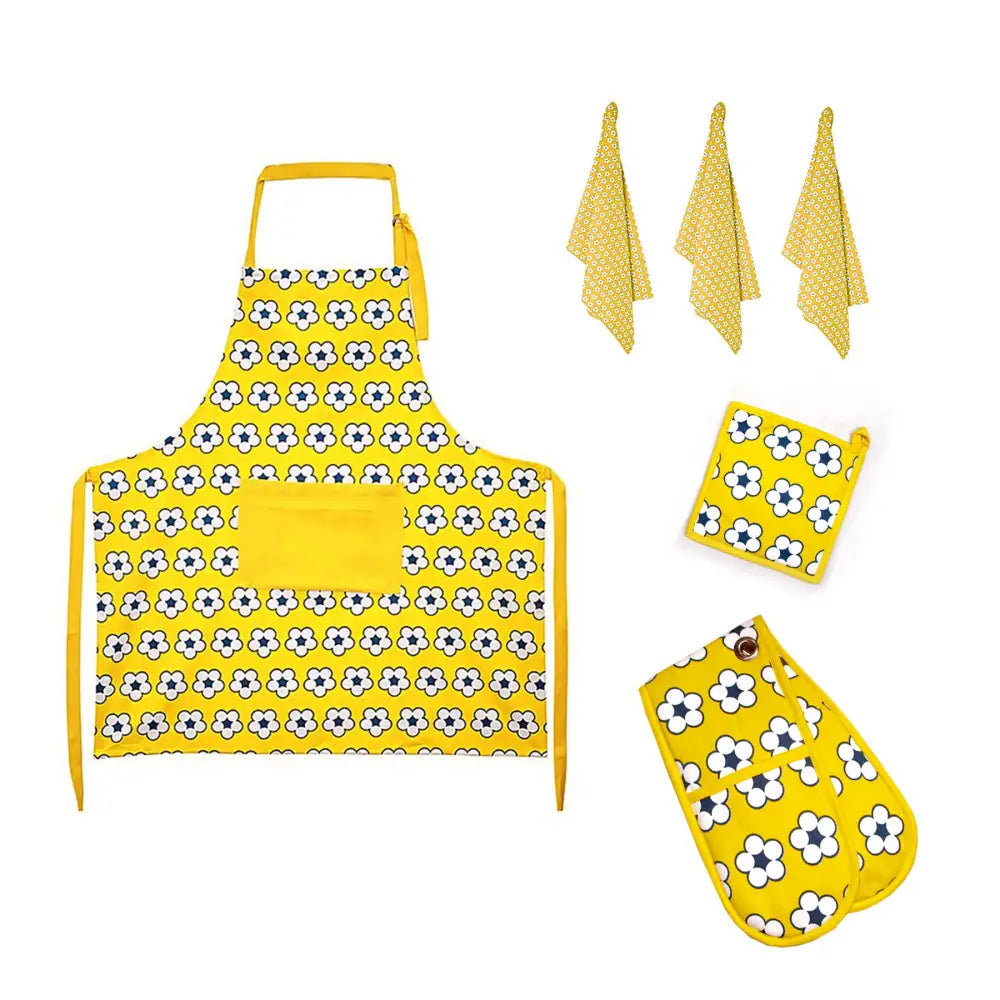 IDC Homewares 6 Pce Cotton Bud Cotton Kitchen Set Yellow - Home & Garden > Kitchenware
