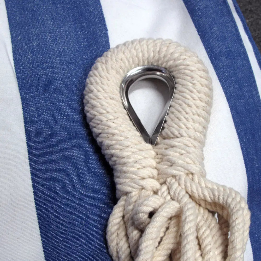 IDC Homewares Blue Striped Single Size Cotton Hammock 150 x 205 cm - Home & Garden > Hammocks