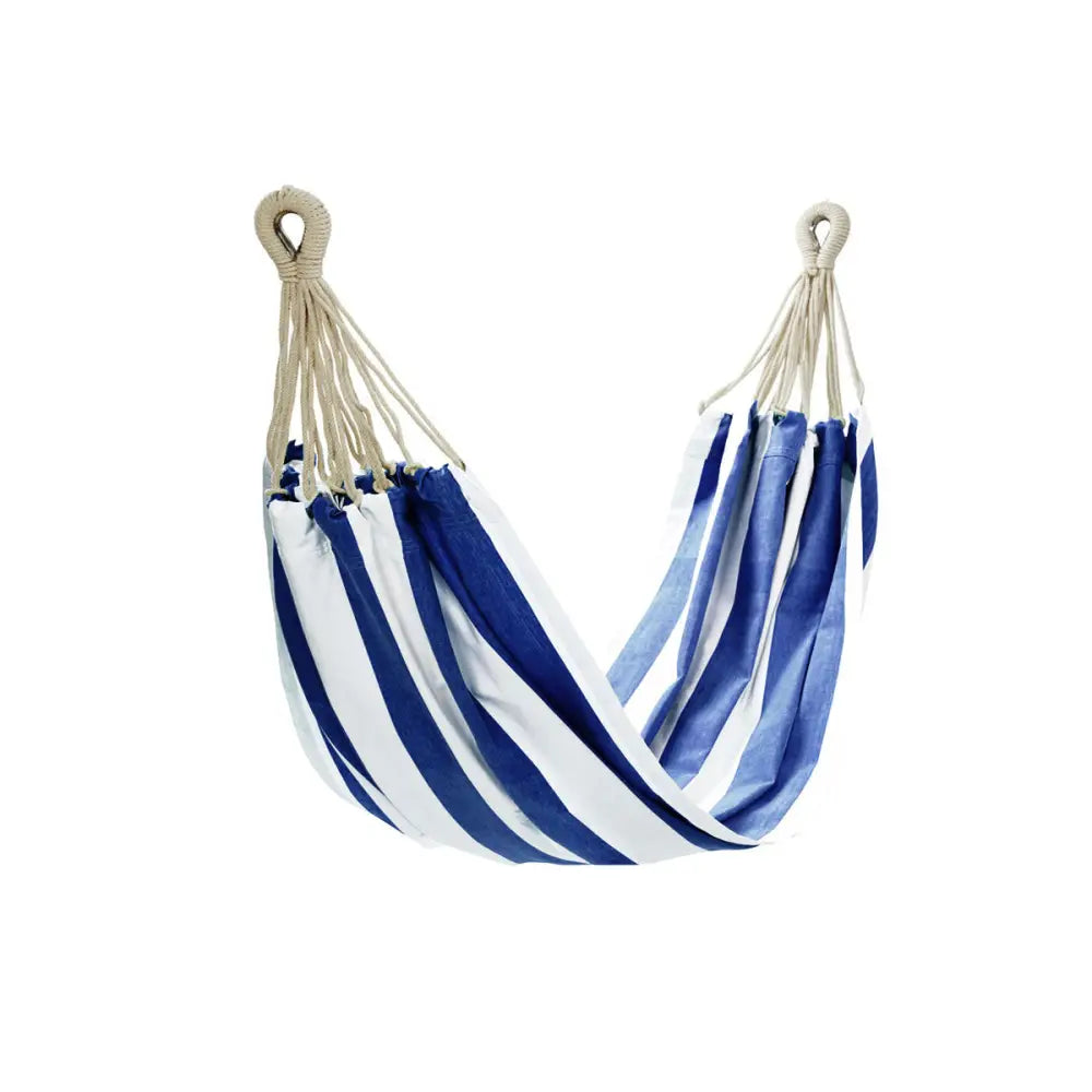 IDC Homewares Blue Striped Single Size Cotton Hammock 150 x 205 cm - Home & Garden > Hammocks