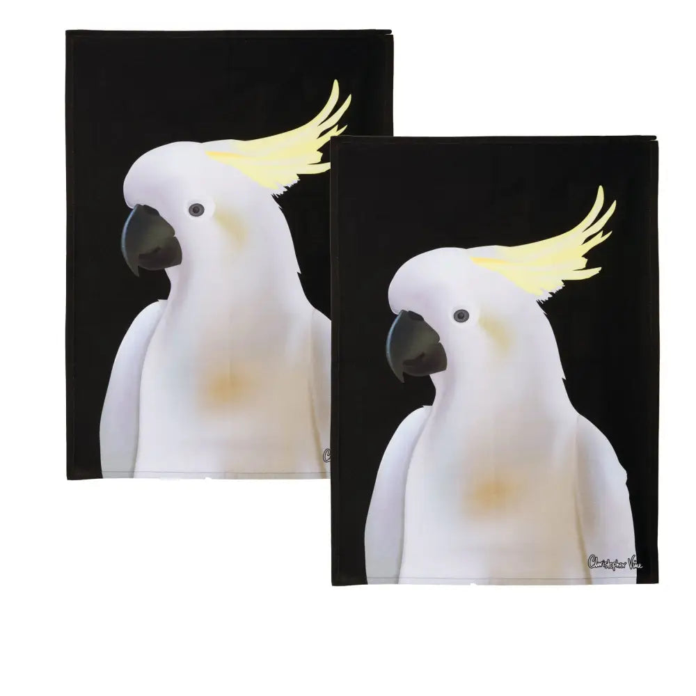 IDC Homewares Set of 2 Christopher Vine Design Tea Towels Cockatoo - Home & Garden > Kitchenware