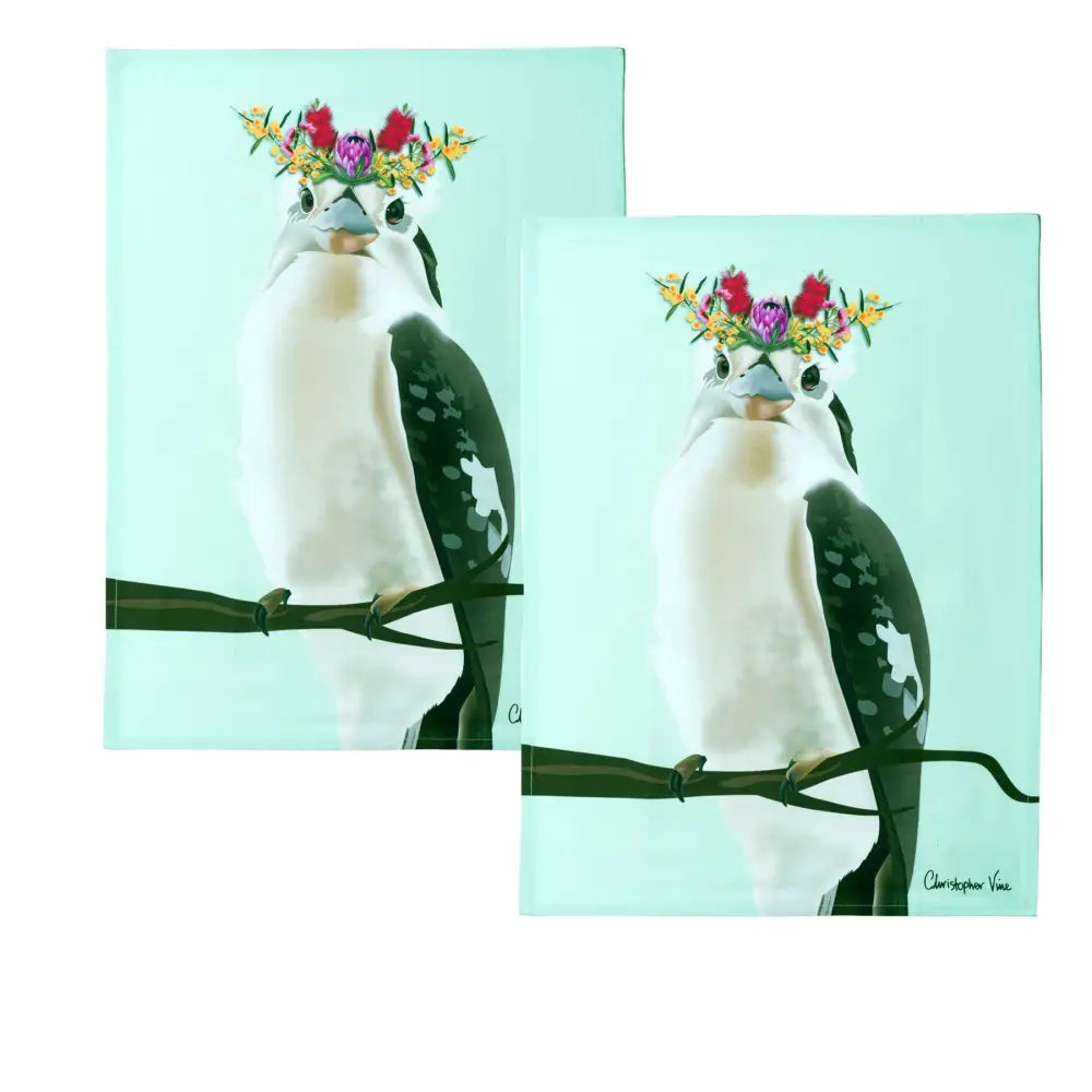 IDC Homewares Set of 2 Christopher Vine Design Tea Towels Kookaburra - Home & Garden > Kitchenware