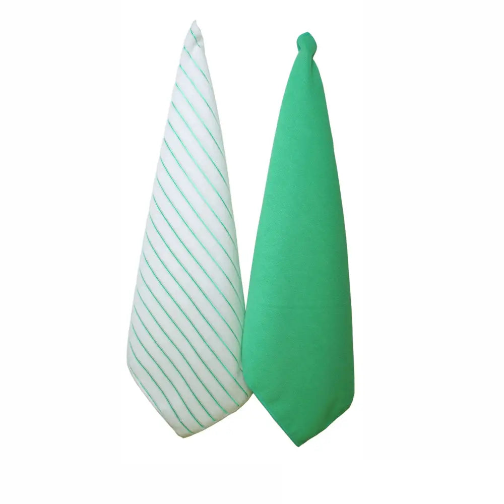 IDC Homewares Set of 2 Solid and Stripe Microfiber Tea Towels Mint - Home & Garden > Kitchenware