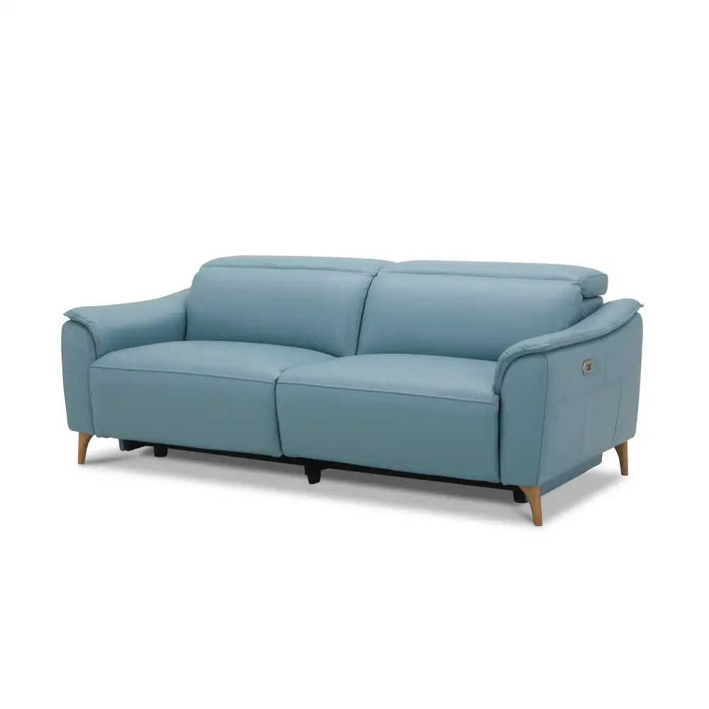 Inala 2.5 Seater Genuine Leather Sofa Lounge Electric Powered Recliner Blue - Furniture > Sofas
