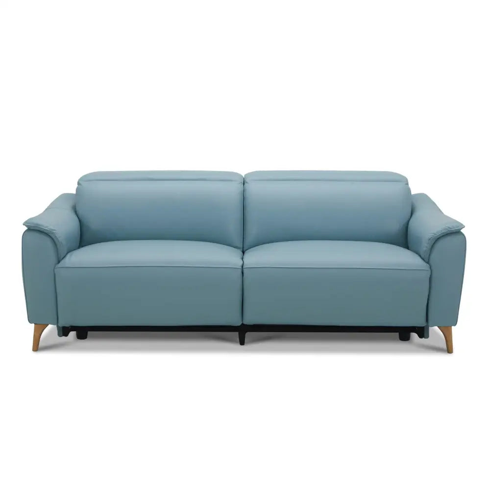 Inala 2.5 Seater Genuine Leather Sofa Lounge Electric Powered Recliner Blue - Furniture > Sofas