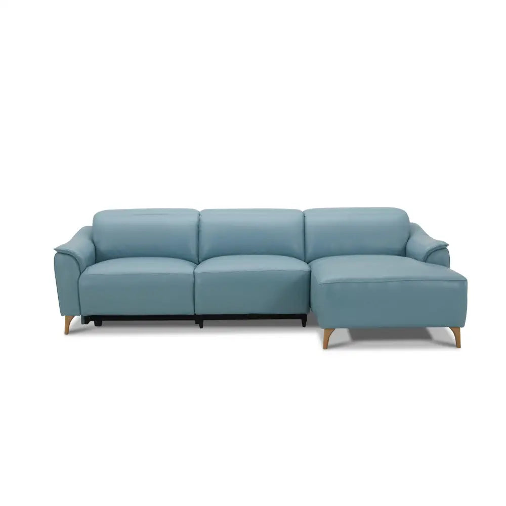 Inala 2 Seater Genuine Leather Sofa Lounge Electric Powered Recliner RHF Chaise Blue - Furniture > Sofas