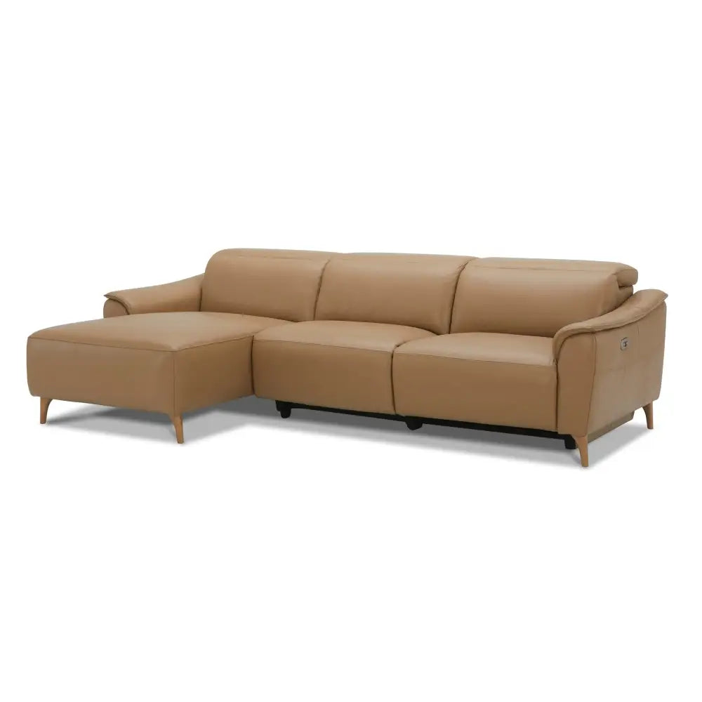 Inala 2 Seater Genuine Leather Sofa Lounge Electric Powered Recliner LHF Chaise Latte - Furniture > Sofas