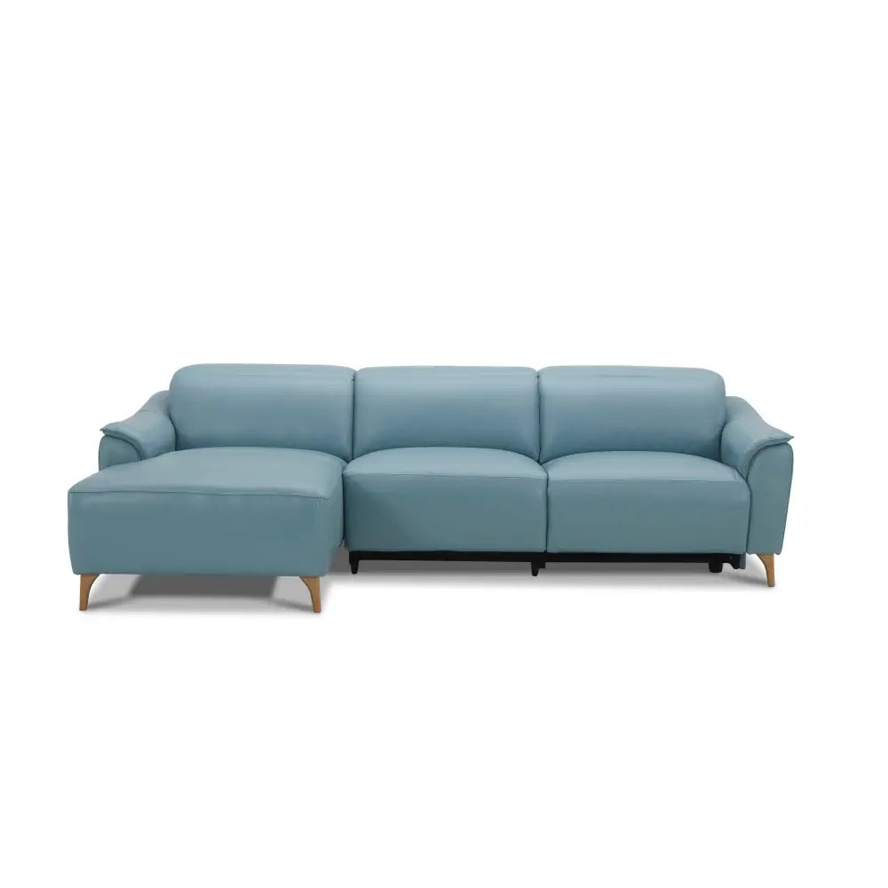 Inala 2 Seater Genuine Leather Sofa Lounge Electric Powered Recliner LHF Chaise Blue - Furniture > Sofas