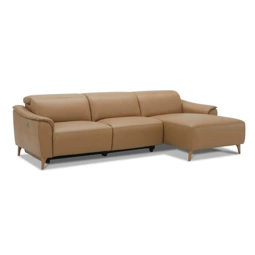 Inala 2 Seater Genuine Leather Sofa Lounge Electric Powered Recliner RHF Chaise Latte - Furniture > Sofas
