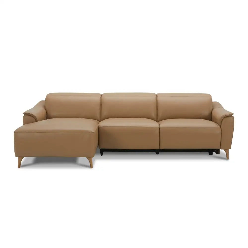 Inala 2 Seater Genuine Leather Sofa Lounge Electric Powered Recliner LHF Chaise Latte - Furniture > Sofas