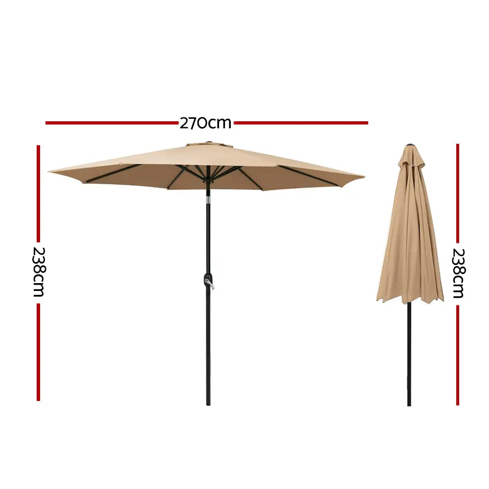 Instahut 2.7m Outdoor Umbrella Pole Stand Garden Sun Beige - Home & Garden > Shading > Umbrellas & Sunshades