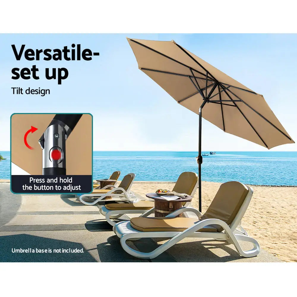 Instahut 2.7m Outdoor Umbrella Pole Stand Garden Sun Beige - Home & Garden > Shading > Umbrellas & Sunshades