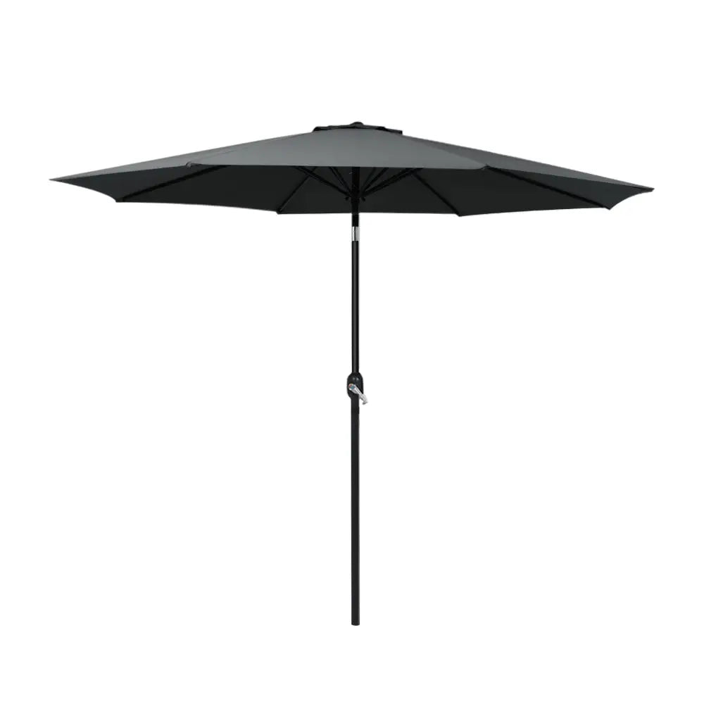 Instahut 2.7m Outdoor Umbrella w/Base Pole Stand Garden Beach Black - Home & Garden > Shading > Umbrellas & Sunshades