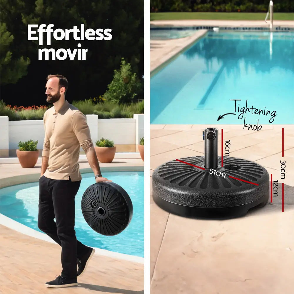 Instahut 2.7m Outdoor Umbrella w/Base Pole Stand Garden Sun Charcoal - Home & Garden > Shading > Umbrellas & Sunshades