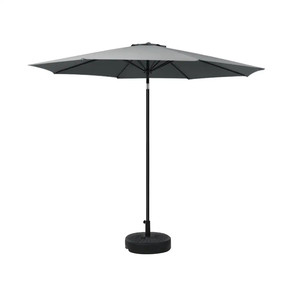 Instahut 2.7m Outdoor Umbrella w/Base Pole Stand Garden Sun Charcoal - Home & Garden > Shading > Umbrellas & Sunshades