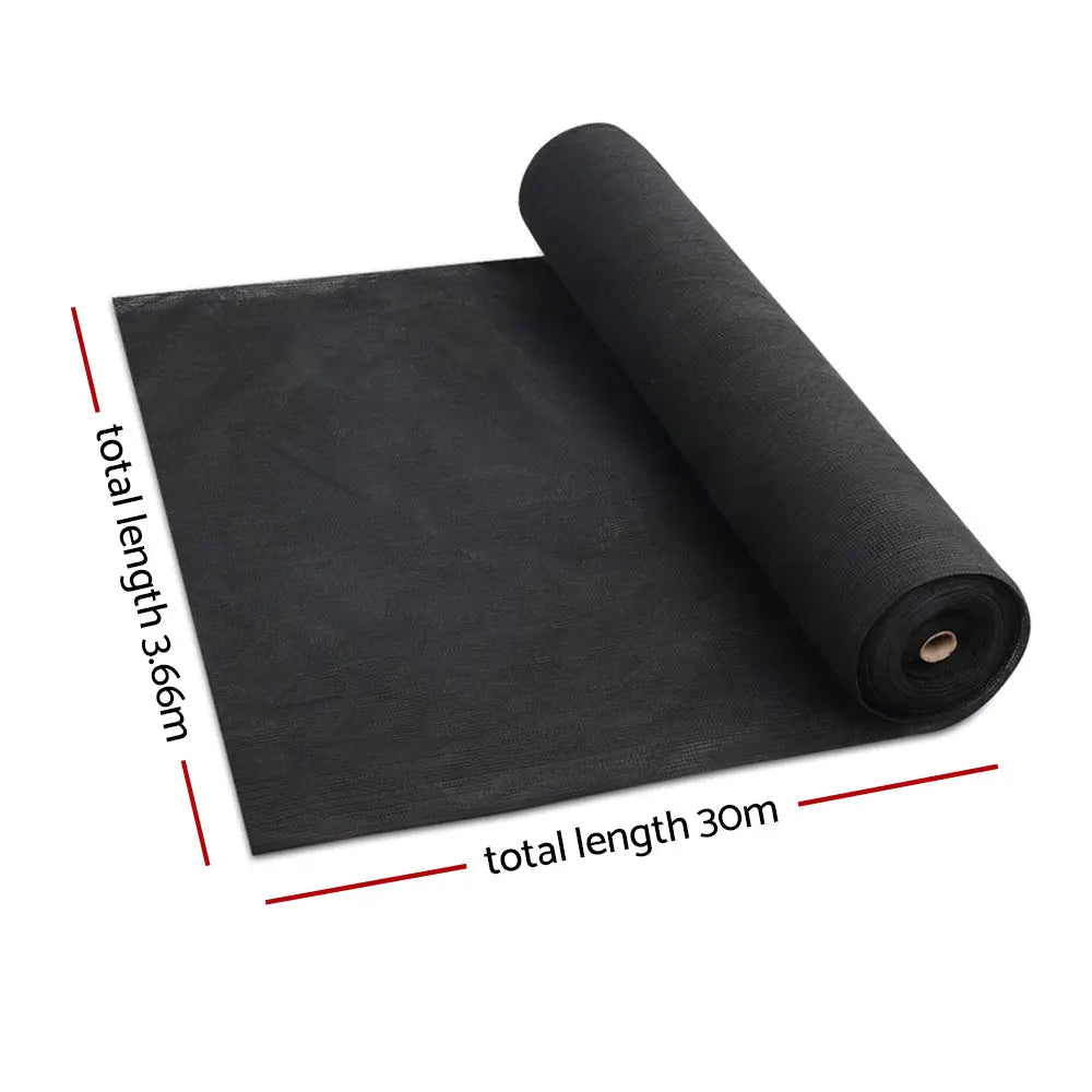 Instahut 30% Shade Cloth 3.66x30m Shadecloth Wide Heavy Duty Black - Home & Garden > Shading