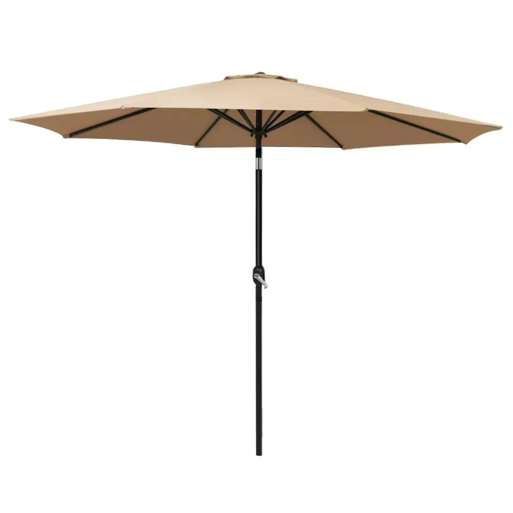 Instahut 3m Outdoor Umbrella Beach Pole Garden Patio Tilt Beige - Home & Garden > Shading > Umbrellas & Sunshades