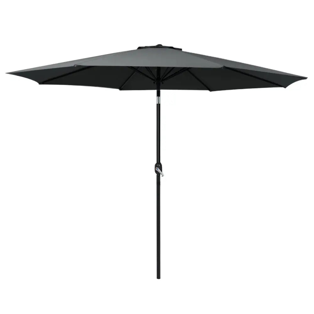 Instahut 3m Outdoor Umbrella Beach Pole Garden Patio Tilt Black - Home & Garden > Shading > Umbrellas & Sunshades