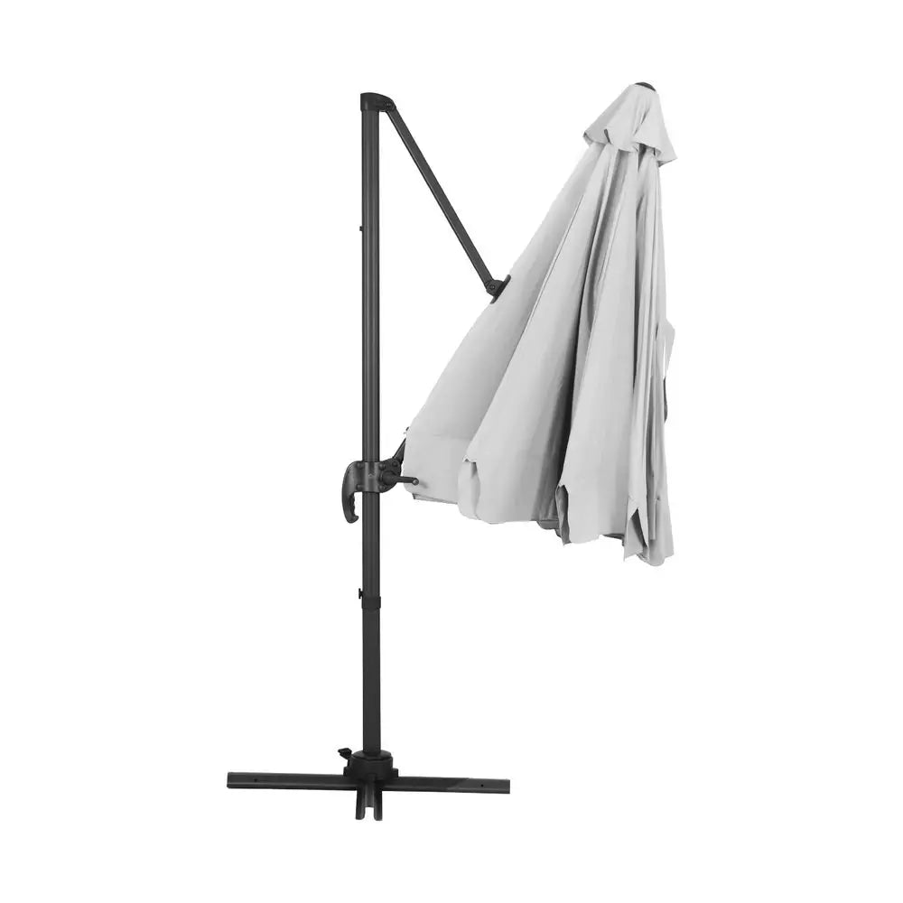Instahut 3m Outdoor Umbrella Cantilever 360 Degree Tilt Beach Roma Grey - Home & Garden > Shading > Umbrellas &