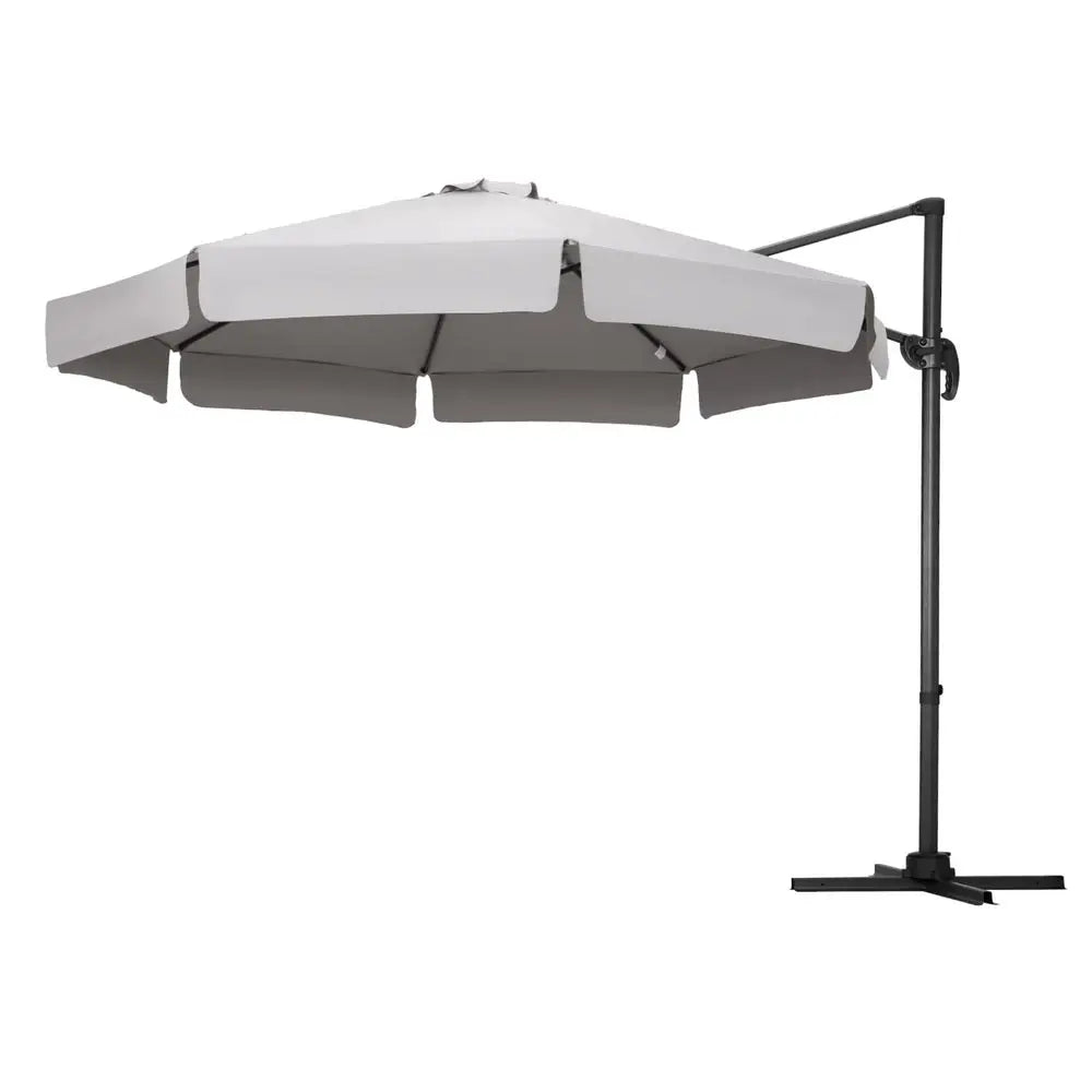 Instahut 3m Outdoor Umbrella Cantilever 360 Degree Tilt Beach Roma Grey - Home & Garden > Shading > Umbrellas &