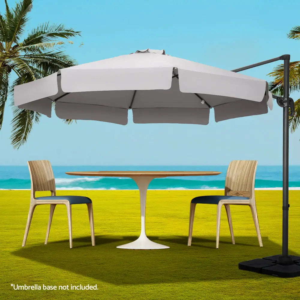 Instahut 3m Outdoor Umbrella Cantilever 360 Degree Tilt Beach Roma Grey - Home & Garden > Shading > Umbrellas &