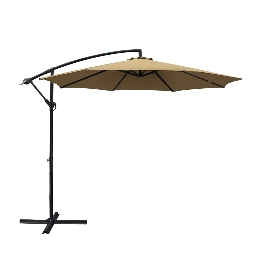 Instahut 3m Outdoor Umbrella Cantilever Beach Garden Patio Beige - Home & Garden > Shading > Umbrellas & Sunshades