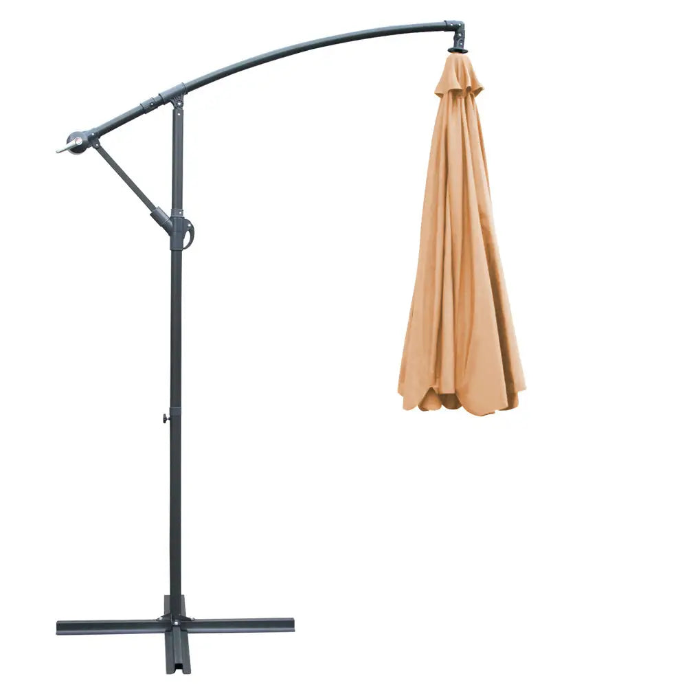 Instahut 3m Outdoor Umbrella Cantilever Beach Garden Patio Beige - Home & Garden > Shading > Umbrellas & Sunshades