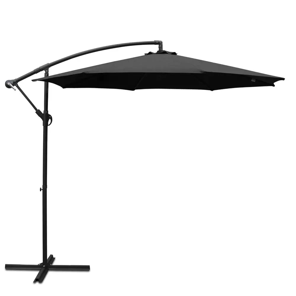 Instahut 3m Outdoor Umbrella Cantilever Beach Garden Patio Black - Home & Garden > Shading > Umbrellas & Sunshades