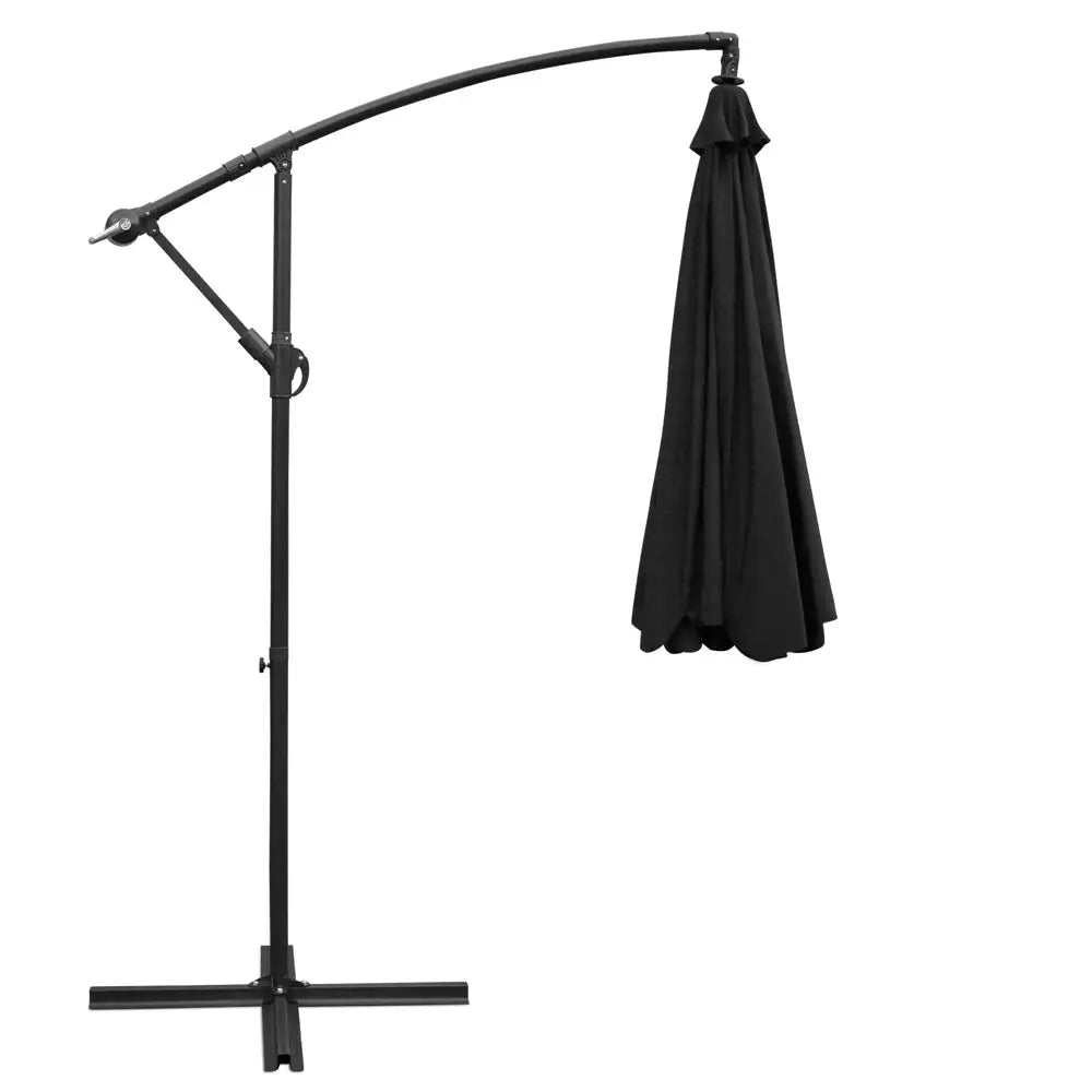 Instahut 3m Outdoor Umbrella Cantilever Beach Garden Patio Black - Home & Garden > Shading > Umbrellas & Sunshades