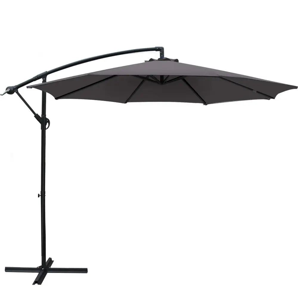 Instahut 3m Outdoor Umbrella Cantilever Beach Garden Patio Charcoal - Furniture > Outdoor > Outdoor Sofas & Lounge Sets