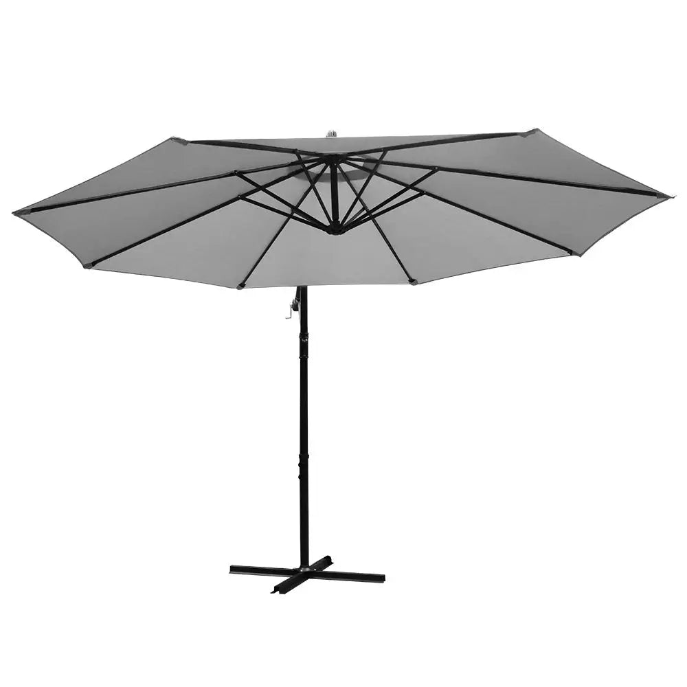 Instahut 3m Outdoor Umbrella Cantilever Beach Garden Patio Grey - Home & Garden > Shading > Umbrellas & Sunshades