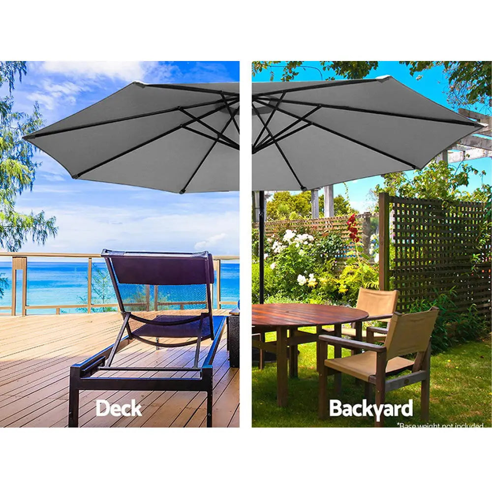 Instahut 3m Outdoor Umbrella Cantilever Beach Garden Patio Grey - Home & Garden > Shading > Umbrellas & Sunshades
