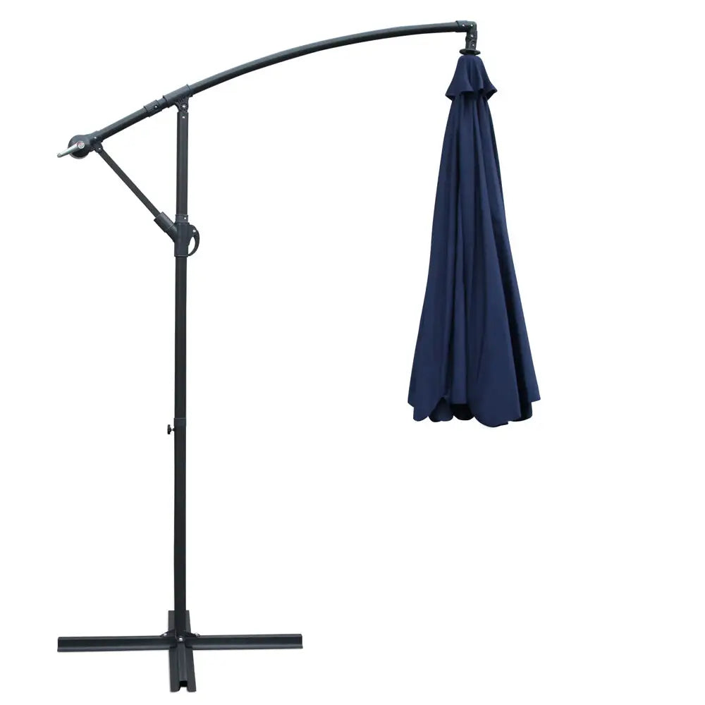 Instahut 3m Outdoor Umbrella Cantilever Beach Garden Patio Navy - Home & Garden > Shading > Umbrellas & Sunshades