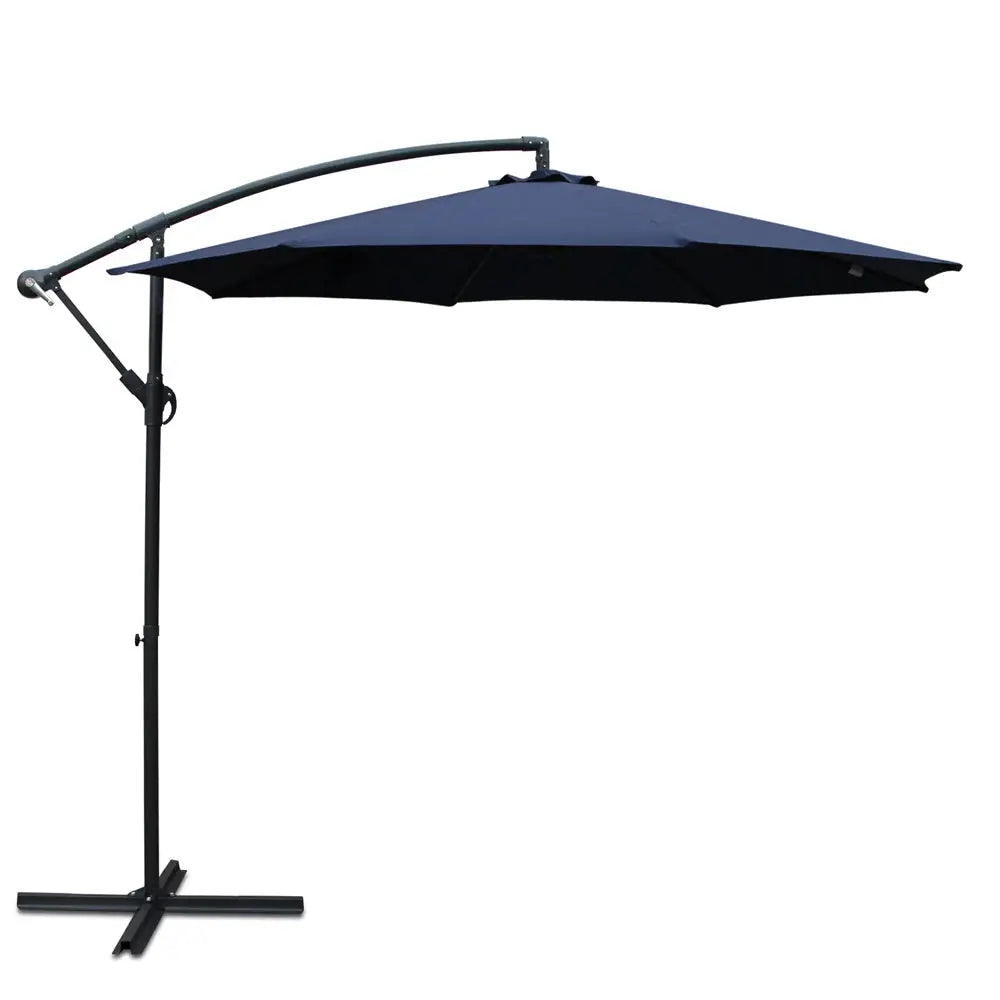 Instahut 3m Outdoor Umbrella Cantilever Beach Garden Patio Navy - Home & Garden > Shading > Umbrellas & Sunshades