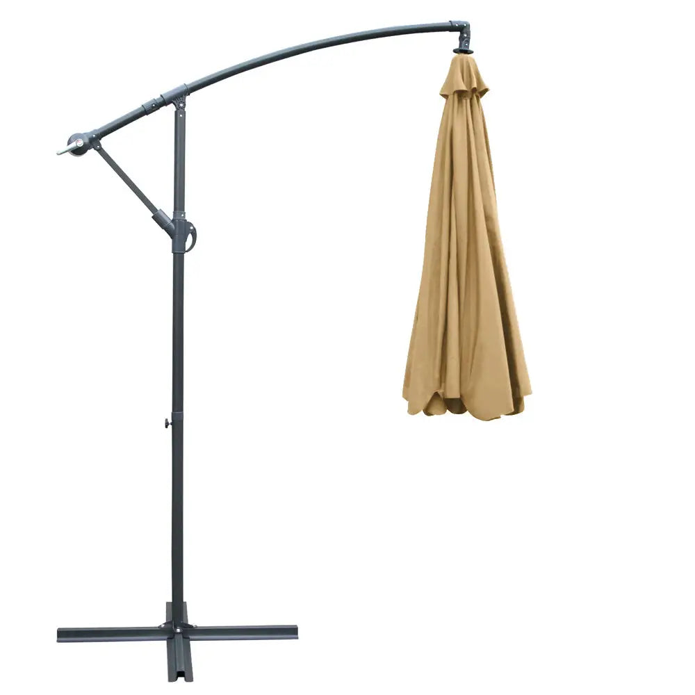 Instahut 3m Outdoor Umbrella Cantilever Garden Beach Patio Beige - Home & Garden > Shading > Umbrellas & Sunshades