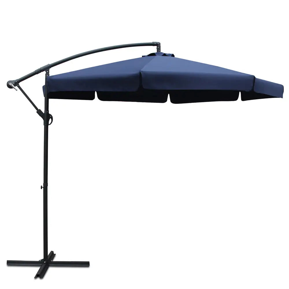 Instahut 3m Outdoor Umbrella Cantilever Garden Beach Patio Navy - Home & Garden > Shading > Umbrellas & Sunshades