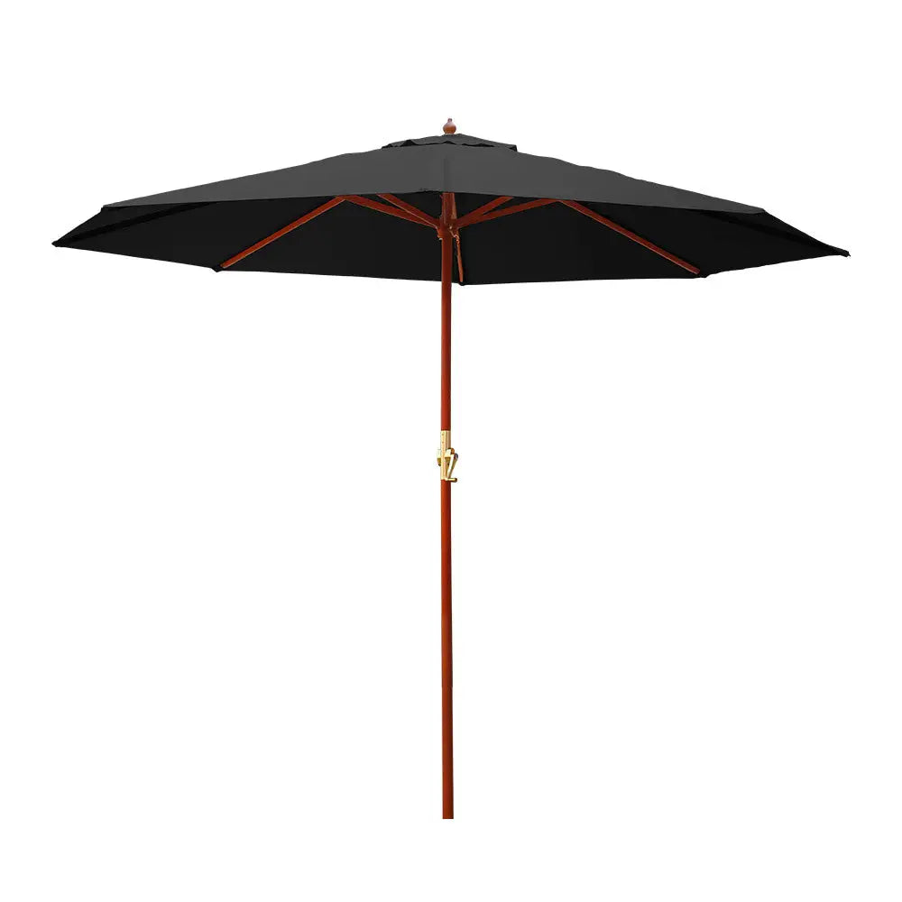Instahut 3m Outdoor Umbrella Pole Umbrellas Beach Garden Sun Stand Patio Black - Furniture > Outdoor