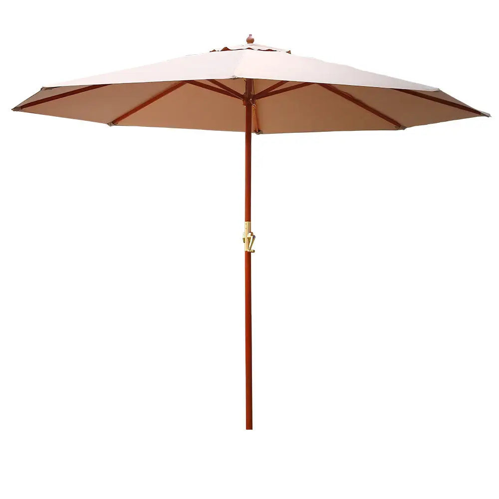 Instahut 3m Outdoor Umbrella Pole Umbrellas Beach Garden Sun Stand Patio Beige - Home & Garden > Shading > Umbrellas &