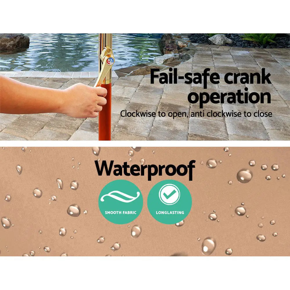 Instahut 3m Outdoor Umbrella Pole Umbrellas Beach Garden Sun Stand Patio Beige - Home & Garden > Shading > Umbrellas &