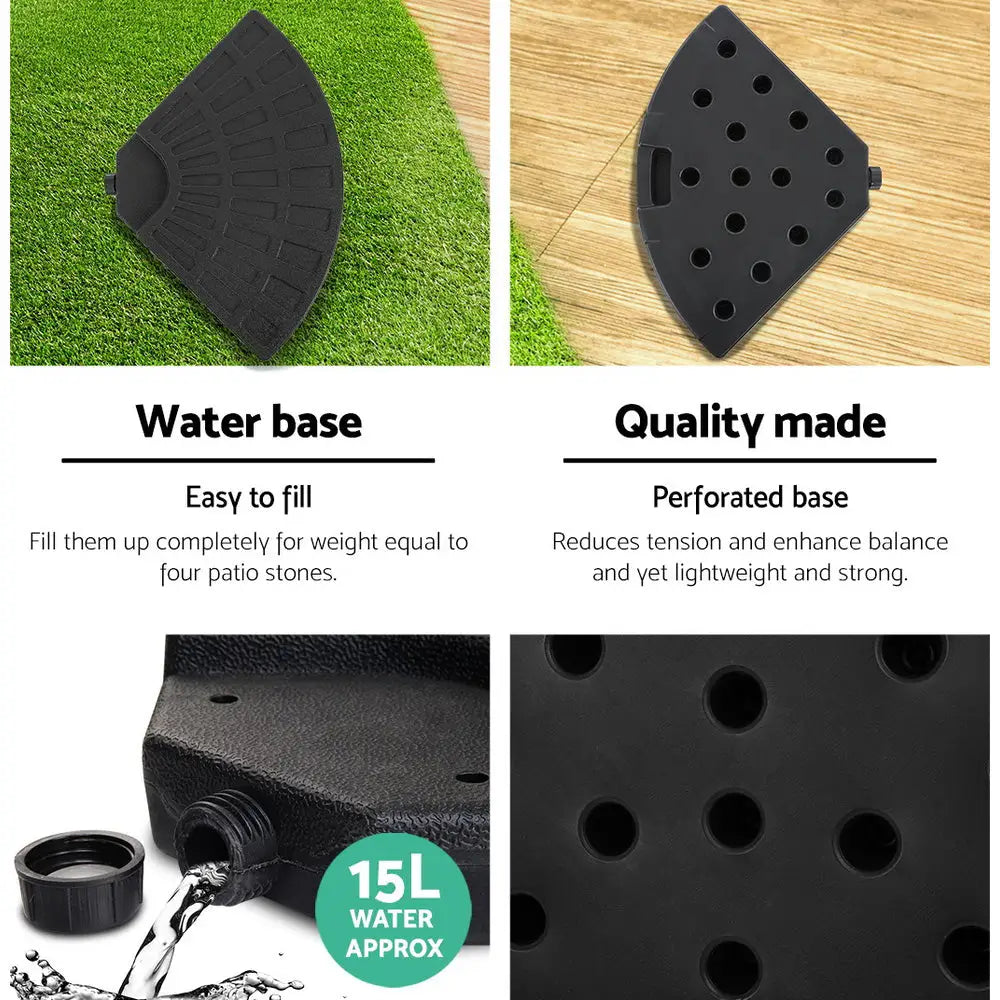 Instahut 3m Outdoor Umbrella w/Base Cantilever Beach Garden Patio Black - Home & Garden > Shading > Umbrellas &